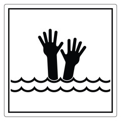 Hands Reaching Out From Water in Distress Symbolizing Emergency and Need for Rescue Assistance