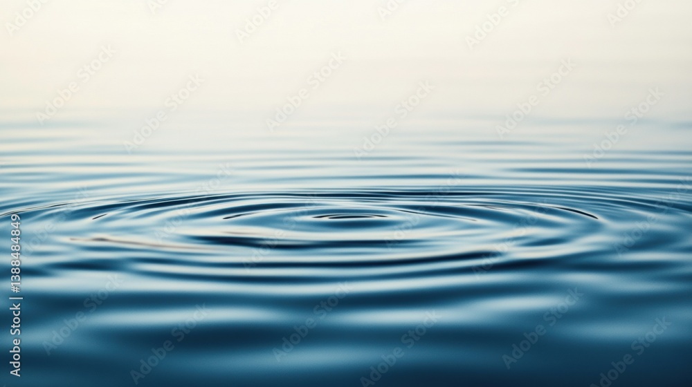 Poster minimalist tranquility with calming ripples on still water surface reflecting soft light at dawn