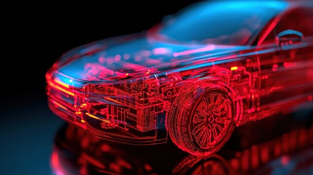 Smart ev car innovation showcase futuristic display digital environment virtual perspective technology concept