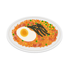 Vector Illustration Logo Clipart Kimchi Bokkeumbap or Korean Kimchi Fried Rice