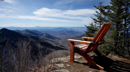 Discover the Serene Elegance of a Cedar Glider Set Against an Early Spring Mountain View, Creating a Harmonious Blend of Nature, Comfort, and Innovative Outdoor Design