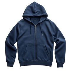 Navy Blue Zip Up Hoodie Isolated on Transparent Background