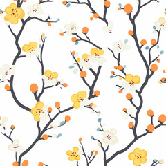 Apricot blossom pattern .Exquisite vector floral patterns.