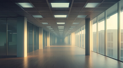 Fototapeta premium Sterile empty office building. Forsaken Echo. Illustration
