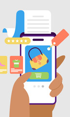 Mobile Online Shopping Illustration