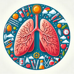 Stethoscope with lungs vector simple icon isolated over white background, pulmanology theme illustration or logo.