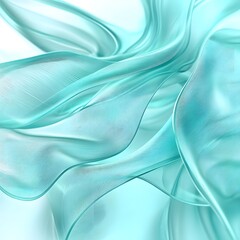 Obraz premium Abstract Teal Fabric Waves: Elegant Flowing Silk Texture Background