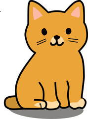 Cute Sitting Cat Vector Illustration – Hand-Drawn Style for Stickers, Icons, and More