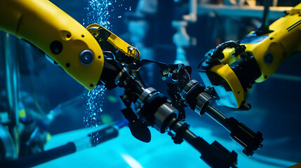 Mechanical arms constructing robotic arms for autonomous electric vehicle charging in a vehicle tech lab, robotic arms fitting charging stations, electrical connectors