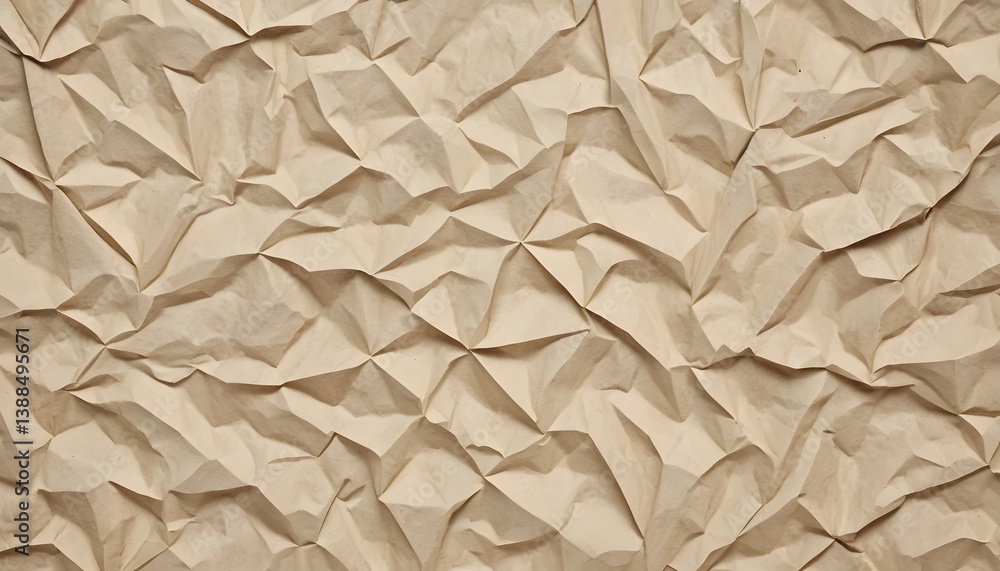Aufkleber Crumpled Beige Paper Texture Background For Creative Projects, A Neutral Backdrop. Wrinkled Paper Offers Depth. Use In Graphic Design. Natural Paper For Crafts Projects.