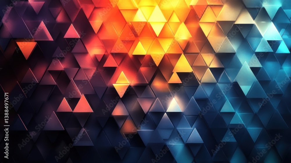Poster abstract background displaying geometric shapes with a dynamic arrangement of triangular elements an