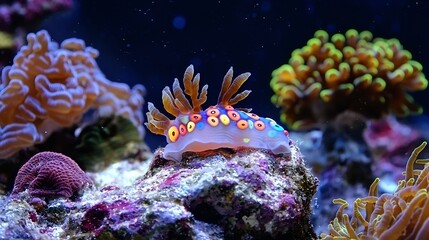 Nudibranch coral reef psychedelic color patterns macro wide angle reefscape