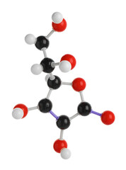Molecule of vitamin C isolated on white. Chemical model