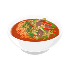 Vector Illustration Logo Clipart Traditional Uyghur Laghman on a Bowl