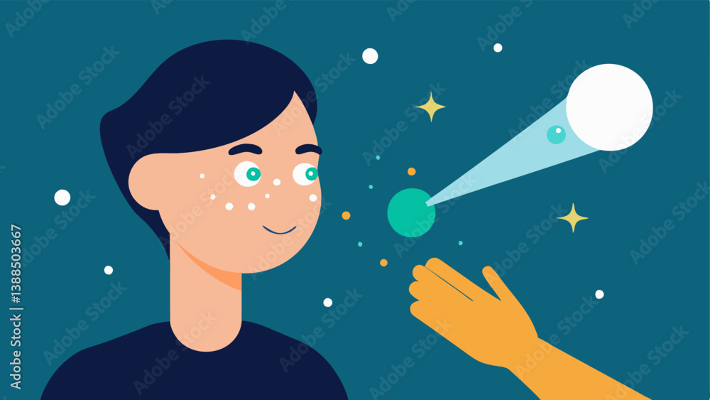 Poster nanoinfused cream application an illustration of a hand applying a cream to the face with glowing pa