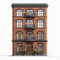 Fototapeta premium four story brick building with large windows and balconies