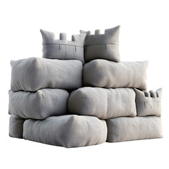 A Fluffy 3D Cartoon Pillow Fort Isolated on Transparent Background