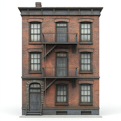 Fototapeta premium vintage brick building with fire escape stairs