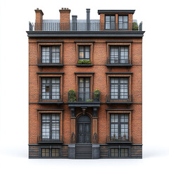 Fototapeta premium classic brick building with elegant windows and balconies