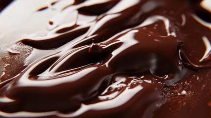 Dark brown chocolate syrup drizzling in close-up
