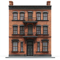 Obraz premium classic brick building with arched windows and balconies