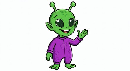 alien cartoon isolated on white background