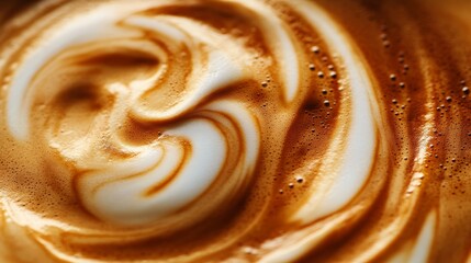 Coffee texture. Rich brown coffee crema swirling in close-up