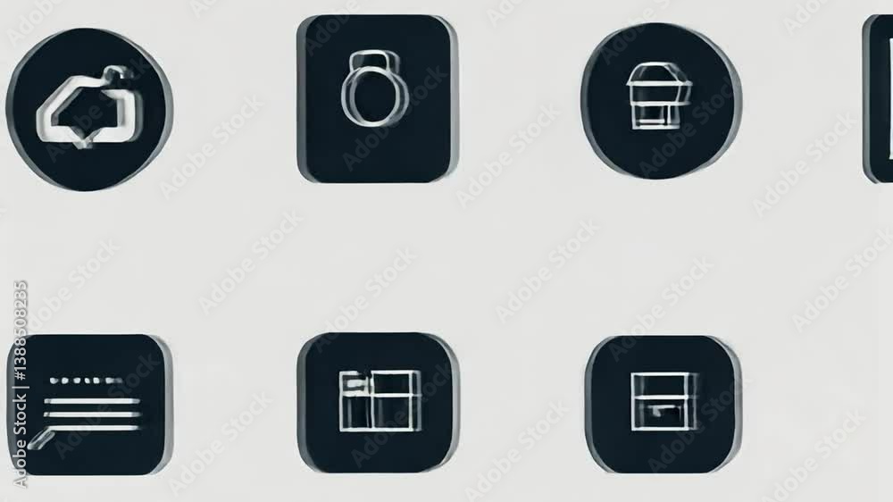 Poster web icon set for business applications and user interfaces generative ai