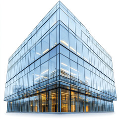 modern glass building with reflective windows isolated on white