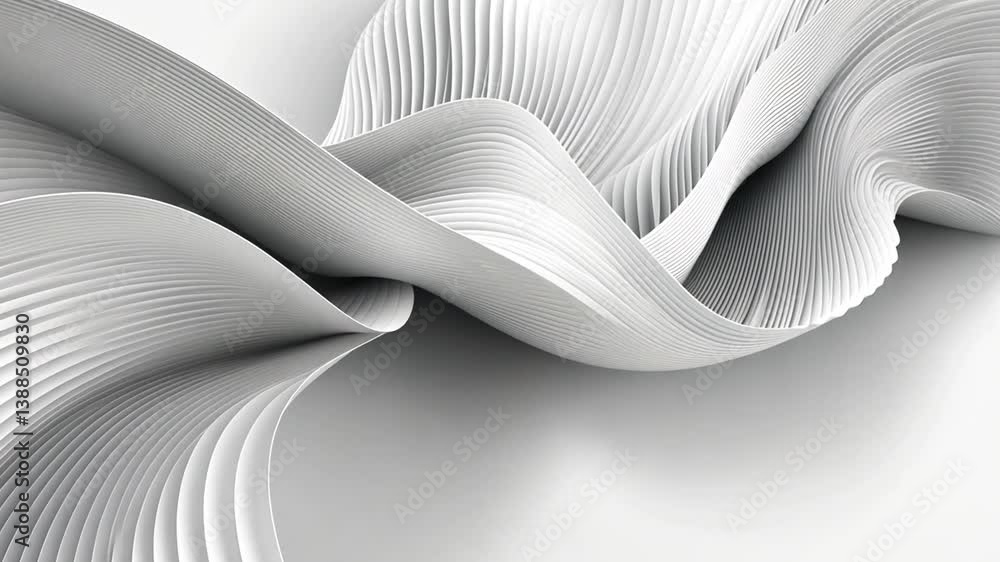 Poster elegant white abstract geometry flows gracefully in soft curves generative ai