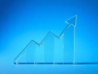 Fototapeta premium Minimalist business chart with glass arrows, Professional financial visualization, Business growth concept