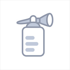 A sleek greyscale breast pump icon symbolizing breastfeeding support and maternal care.