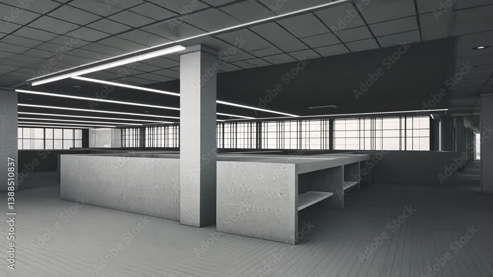 Poster modern office corner with mock up wall and open layout for design generative ai