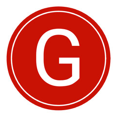 Letter g symbol element with red circle transparent background png, logo g red design © DLC