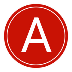 Letter A symbol element with red circle transparent background png, logo A red design © DLC