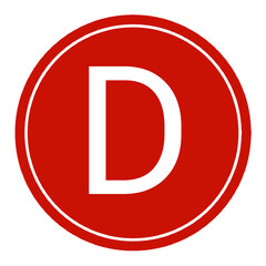 Letter D symbol element with red circle transparent background png, logo D red design © DLC