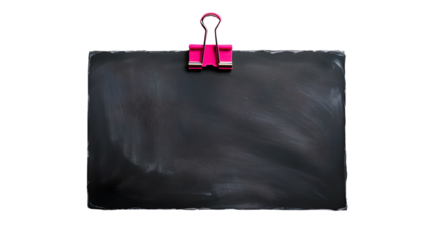 Neon Pink Binder Clip on Chalkboard Paper: Vibrant Stationery Organization for Office Workspace and School Supplies Management  transparent png