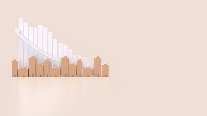 The House wood and chart for property or real estate concept 3d Rendering.