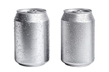 3D Illustration Of Aluminum Cans With Water Droplets On Transparent Background