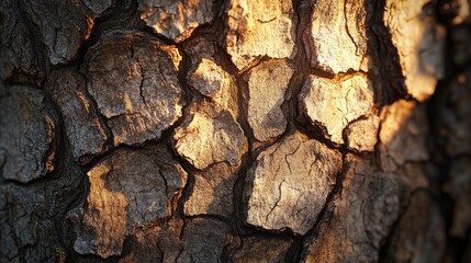 Fototapeta premium Earthy tree bark texture in sunlight