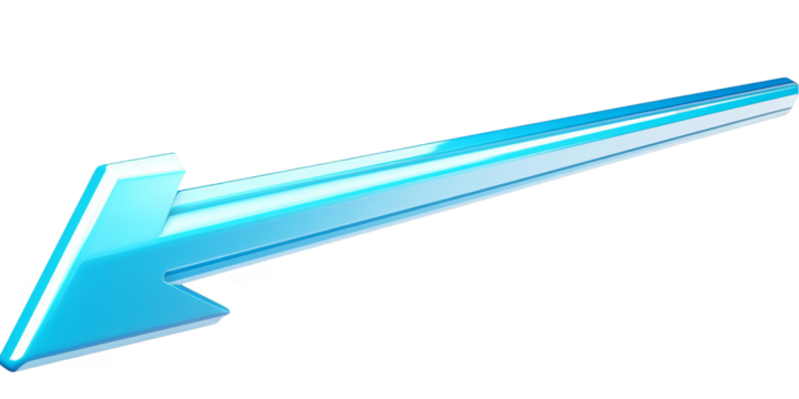 3D Illustration Of A Blue Arrow Isolated On Transparent Background