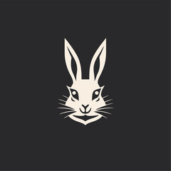 White Rabbit Head with Minimalist Icon.