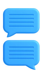 3D Illustration Of Two Blue Chat Bubbles Icon On Transparent Background