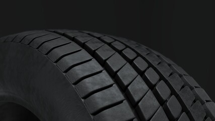 Close-up 3D Render of stacked car tires arranged in layers. Ideal for automotive industry, tire storage, or service center visuals.