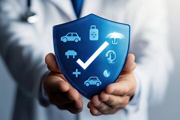 Comprehensive protection shield held by a doctor's hands