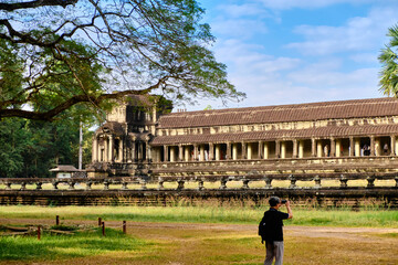 Angkor Wat temple in Siem Reap in Cambodia. Angkor Wat is the largest religious monument in the world.