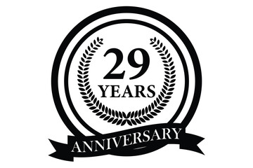29 years anniversary icon with laurel wreath and number, vector illustration.