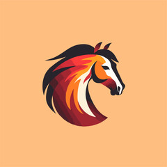 Fiery Horse Head Logo Design.