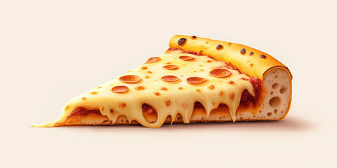 A single slice of pizza with melting cheese, ideal for food delivery websites, restaurant menus, or recipe blogs promoting delicious Italian cuisine.

