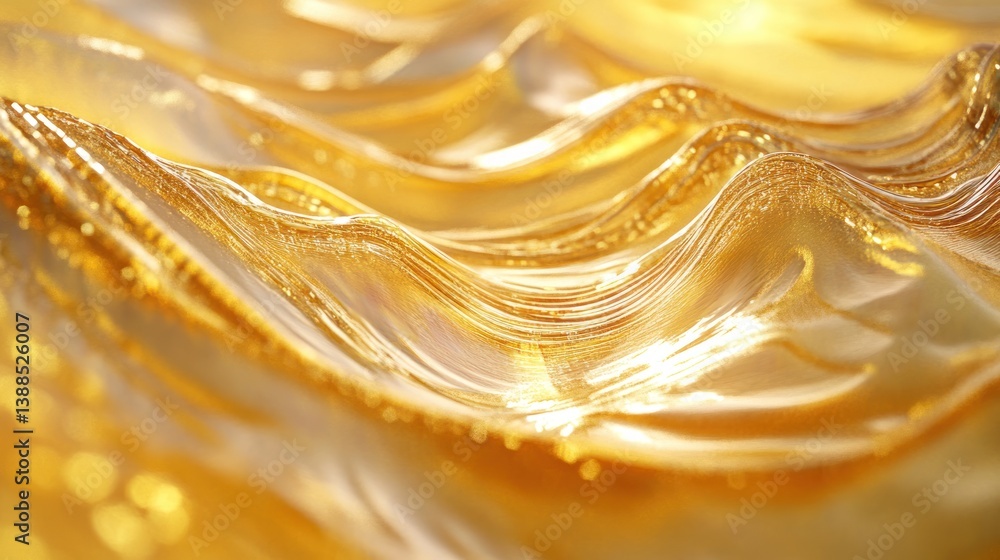 Poster golden waves abstract background with light reflection for creative projects
